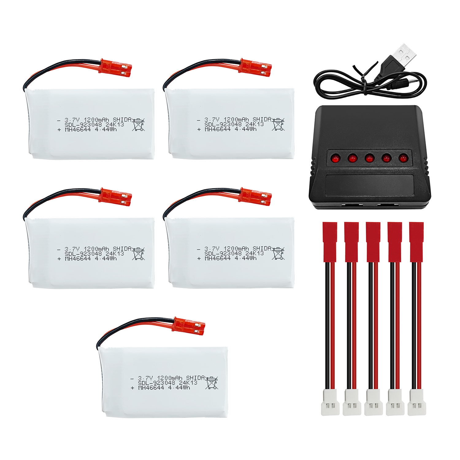 Drone Mjx Rc - 5 peças 3.7v 1200mah 30c jst