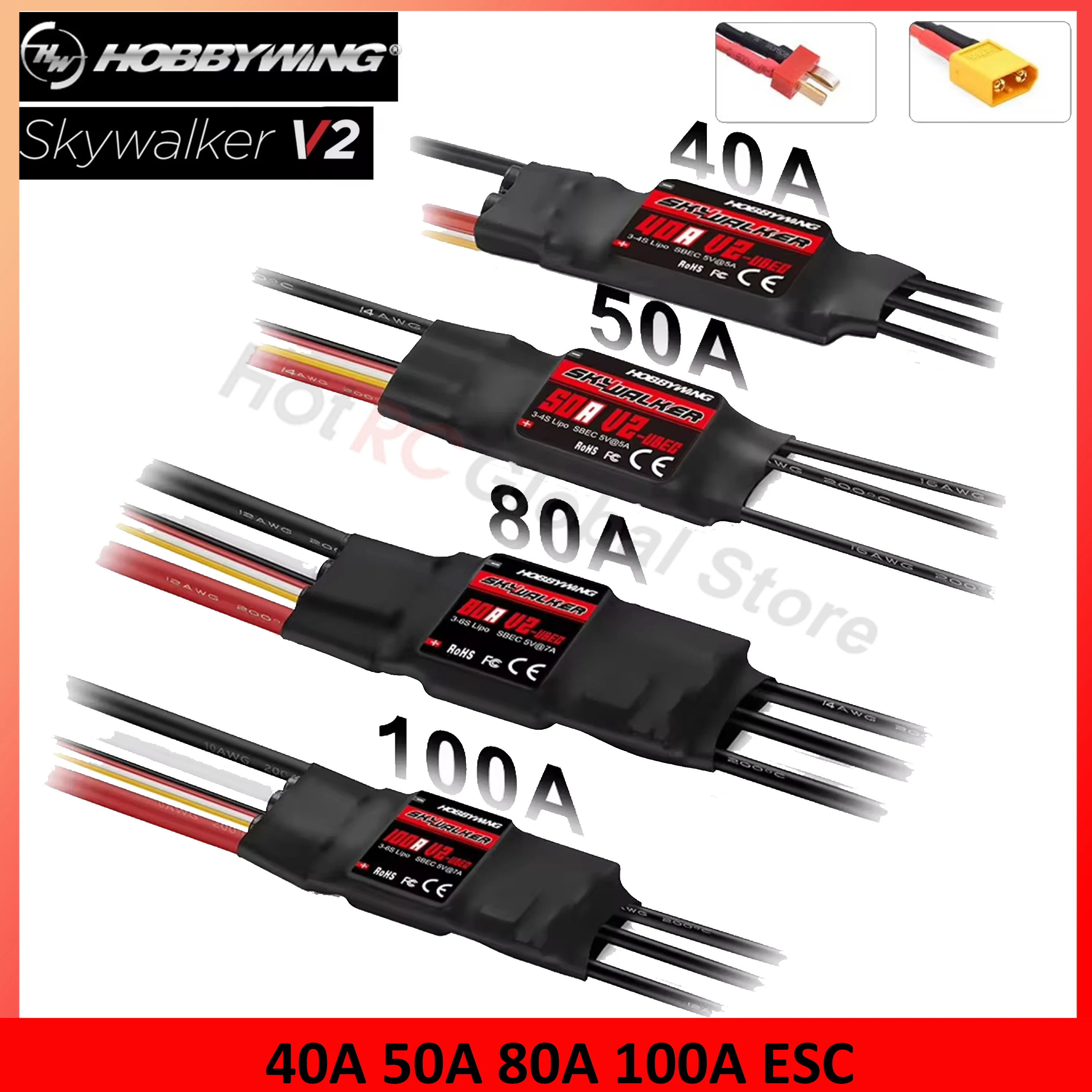 Drone Rc Quadcopter Controller - HOBBYWING-Controlador de velocidade Skywalker Brushless ESC,