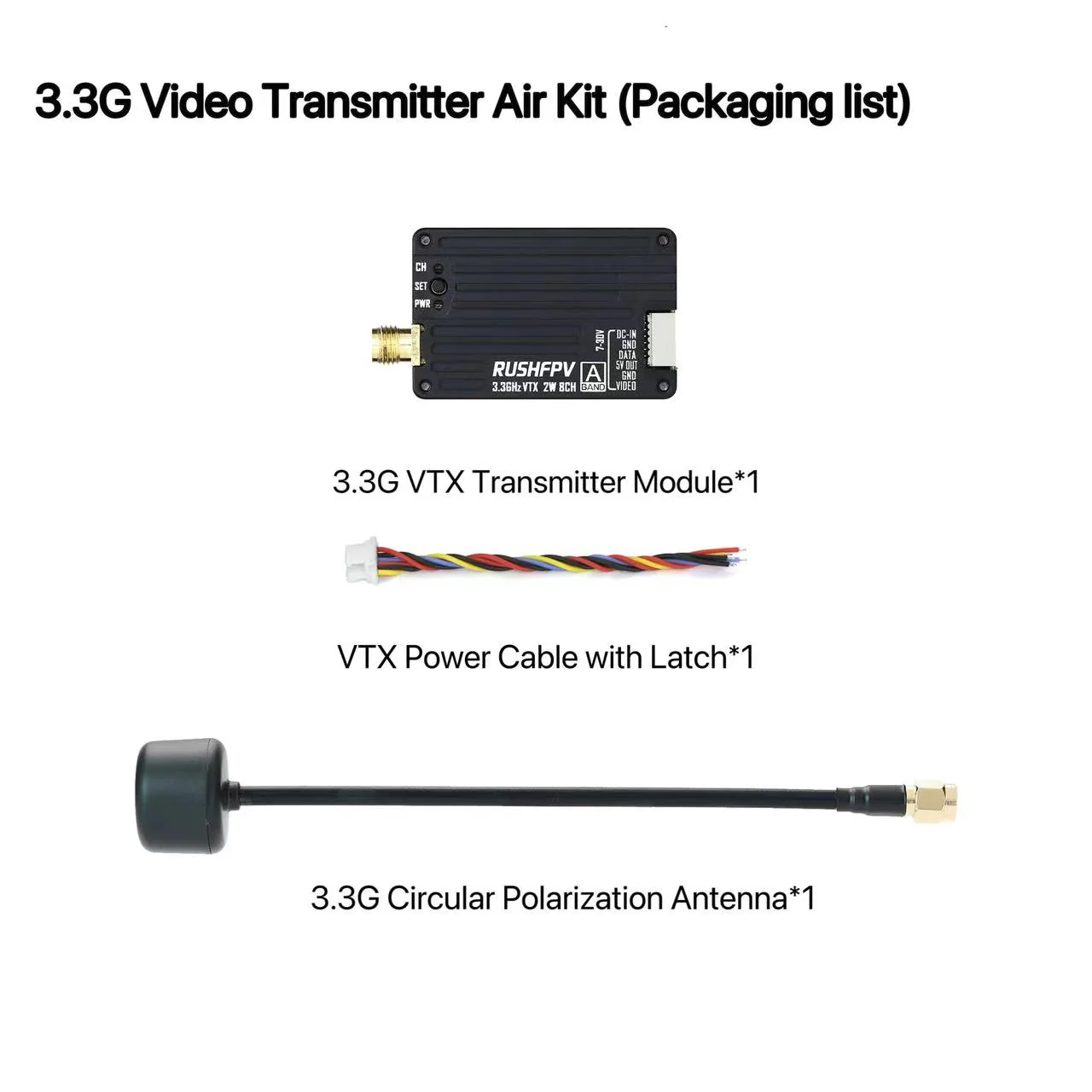 - Remote Control (Rc) Drone - Transmissor RUSHFPV 3.3G 2W VTX com
