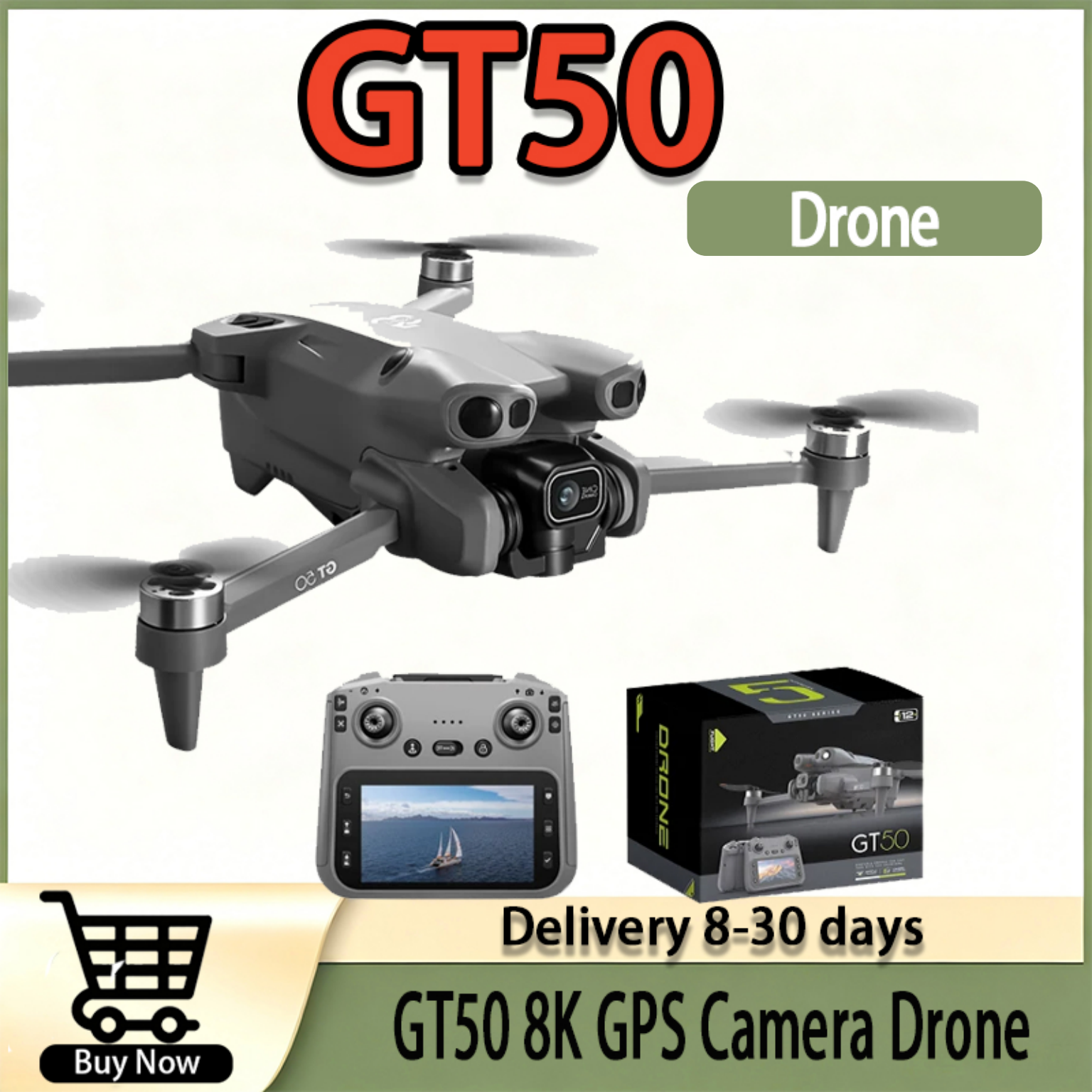 Drone Rc Gt50 - Drone GT50 com GPS, Câmera Dual