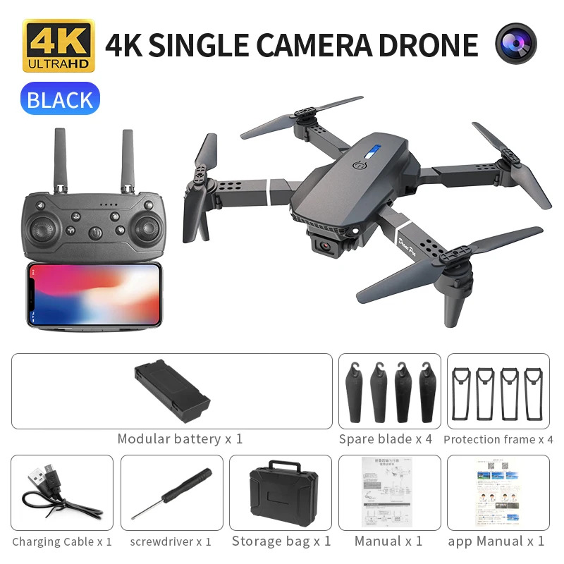 Rc Drone E88 - E88 probigent dobrável drone suporta comutação