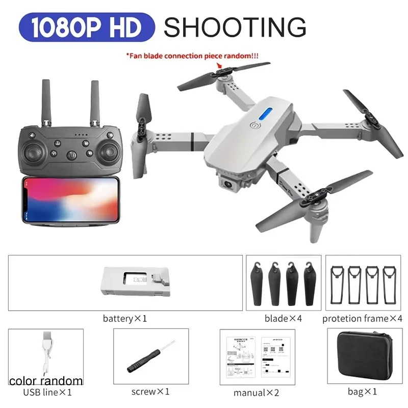 Drone E88 Rc Quadcopter - Drone RC Helicóptero Dobrável E88 Profissional