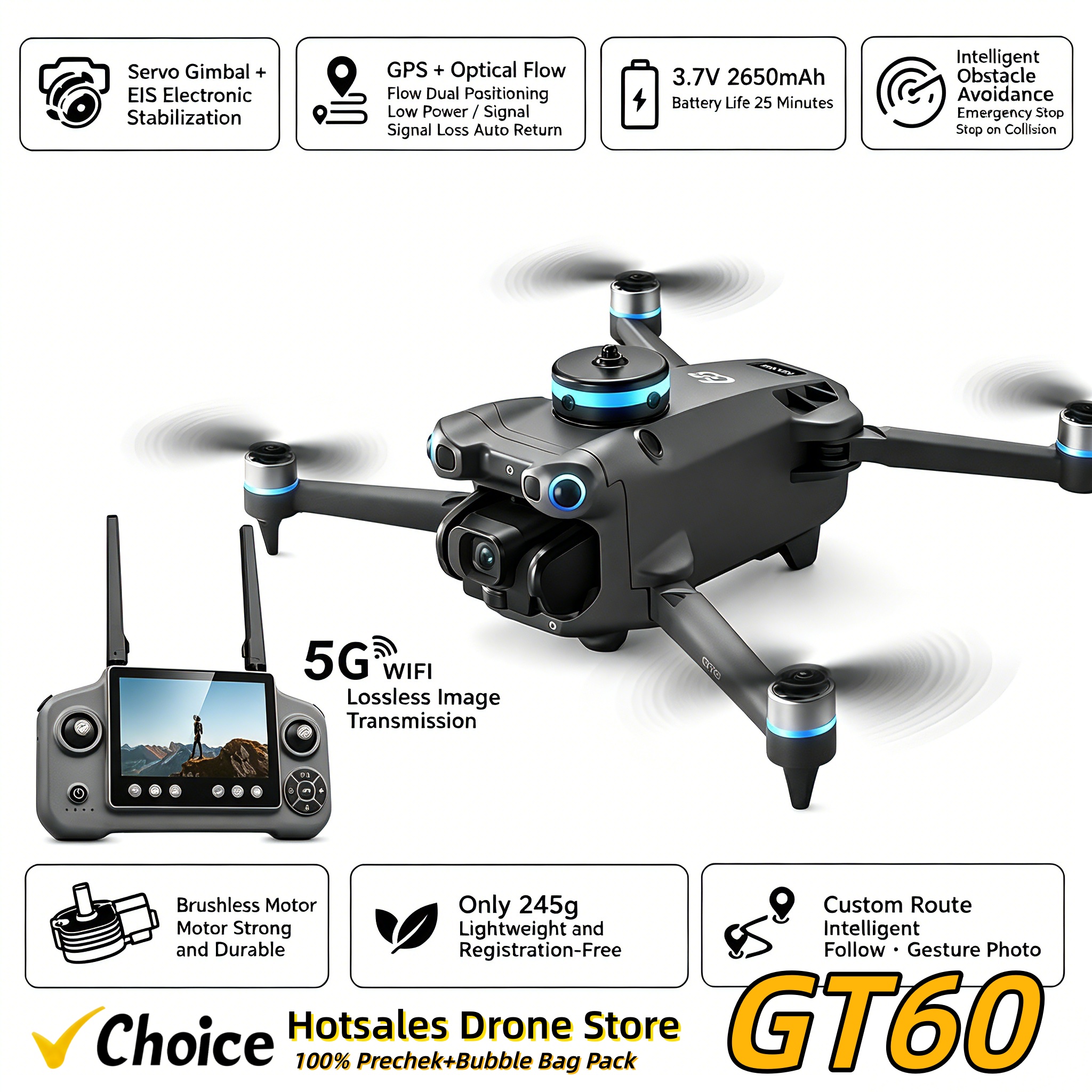 Lyzrc Drone - Novo Drone GPS GT60 com Câmera
