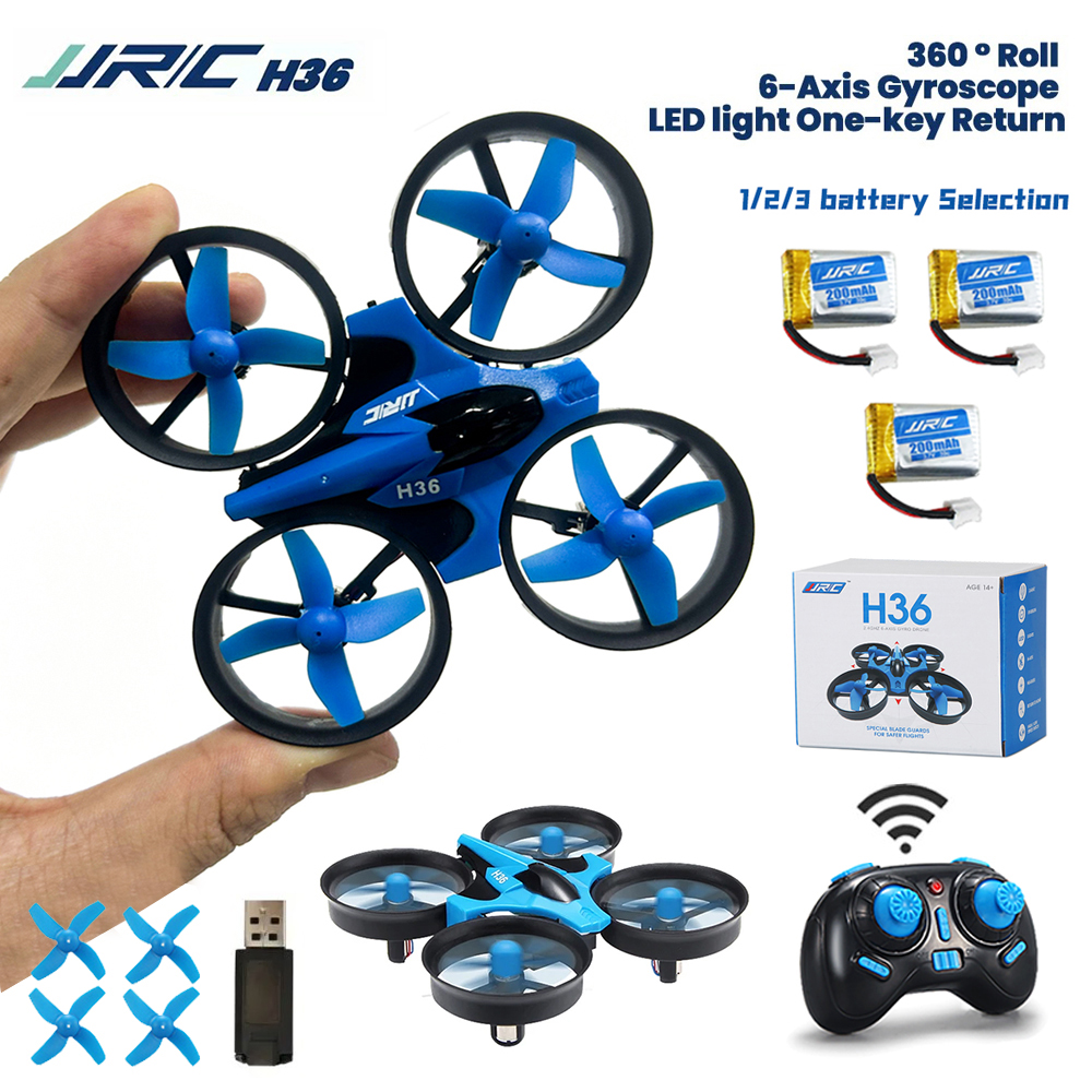 Drone Vs Rc Helicopter - Drone JJRC H36 com 1/2/3 Baterias,