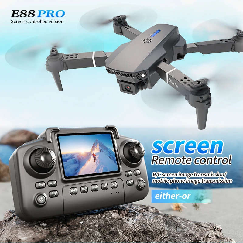 Drone E88 Rc Quadcopter - Drone E88 PRO com tela, câmera