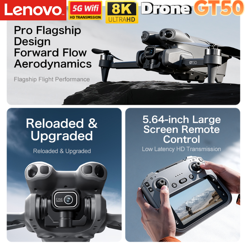 Drone RC Mini Lenovo 8K HD com - Drone Rc Gt50 avaliação e preço