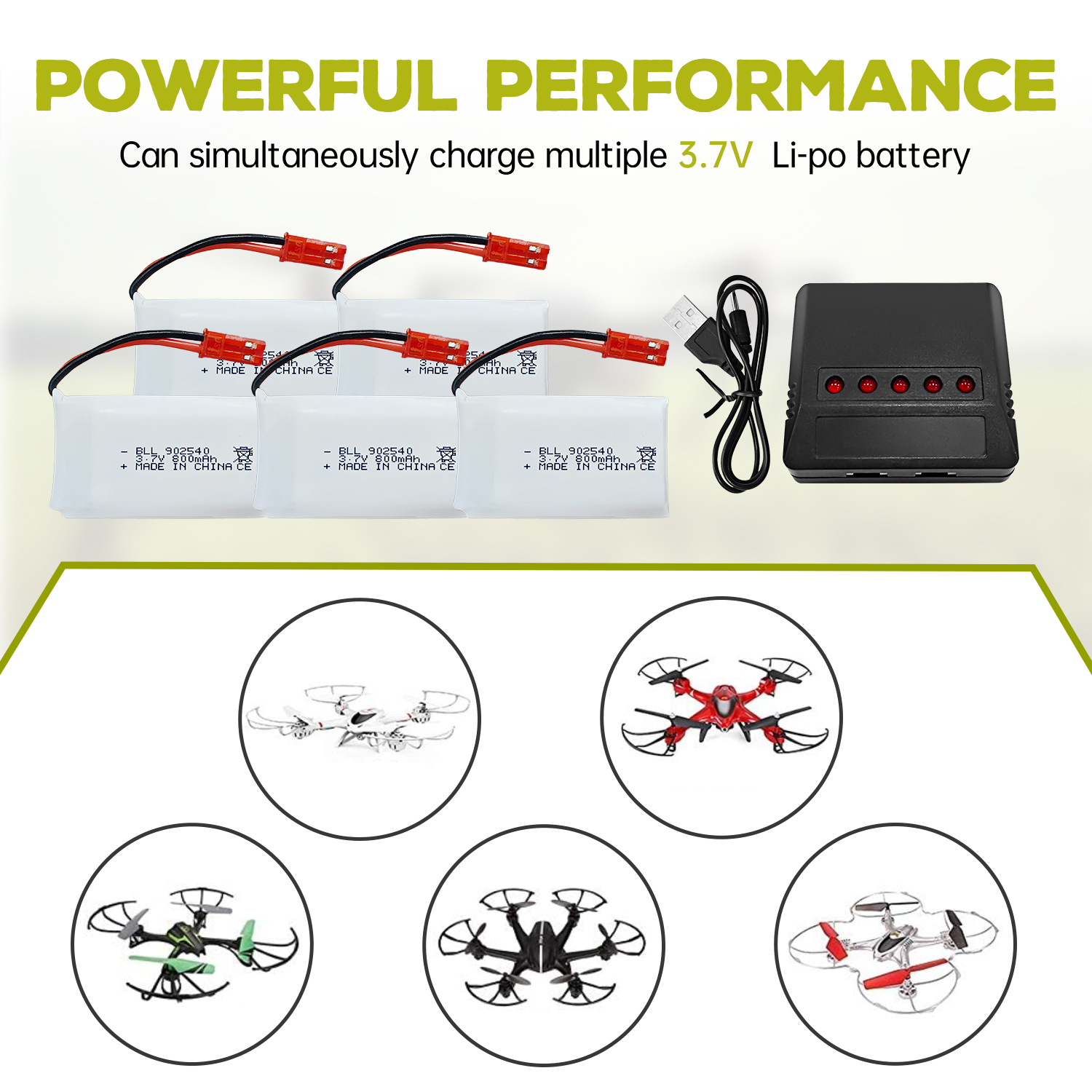 Bateria lipo 5 peças 3.7v 800m - Drone Mjx Rc avaliação e preço