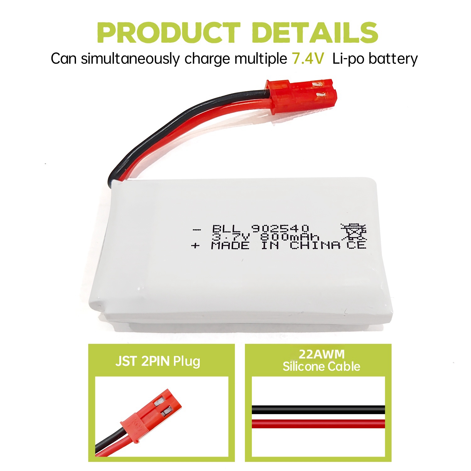 Bateria lipo 5 peças 3.7v 800m - Drone Mjx Rc avaliação e preço