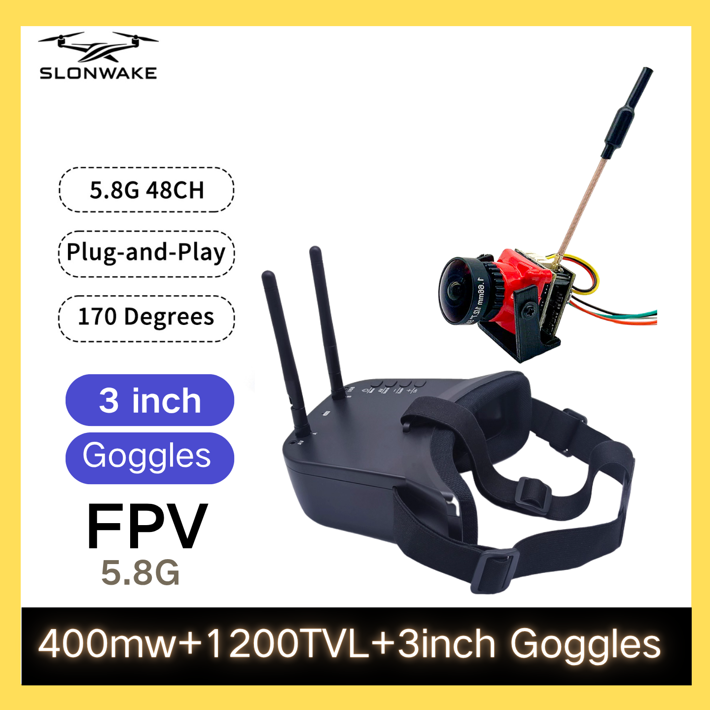 SLONWAKE 5.8G 48CH FPV 400mw V - - Remote Control (Rc) Drone avaliação e preço