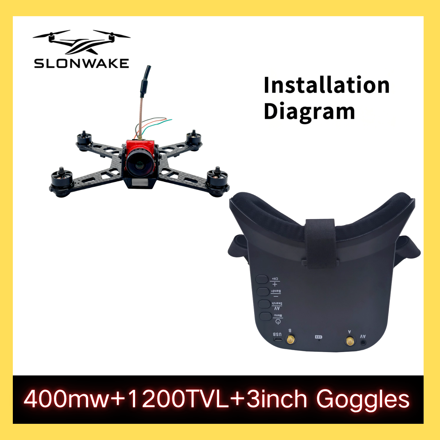 SLONWAKE 5.8G 48CH FPV 400mw V - - Remote Control (Rc) Drone avaliação e preço