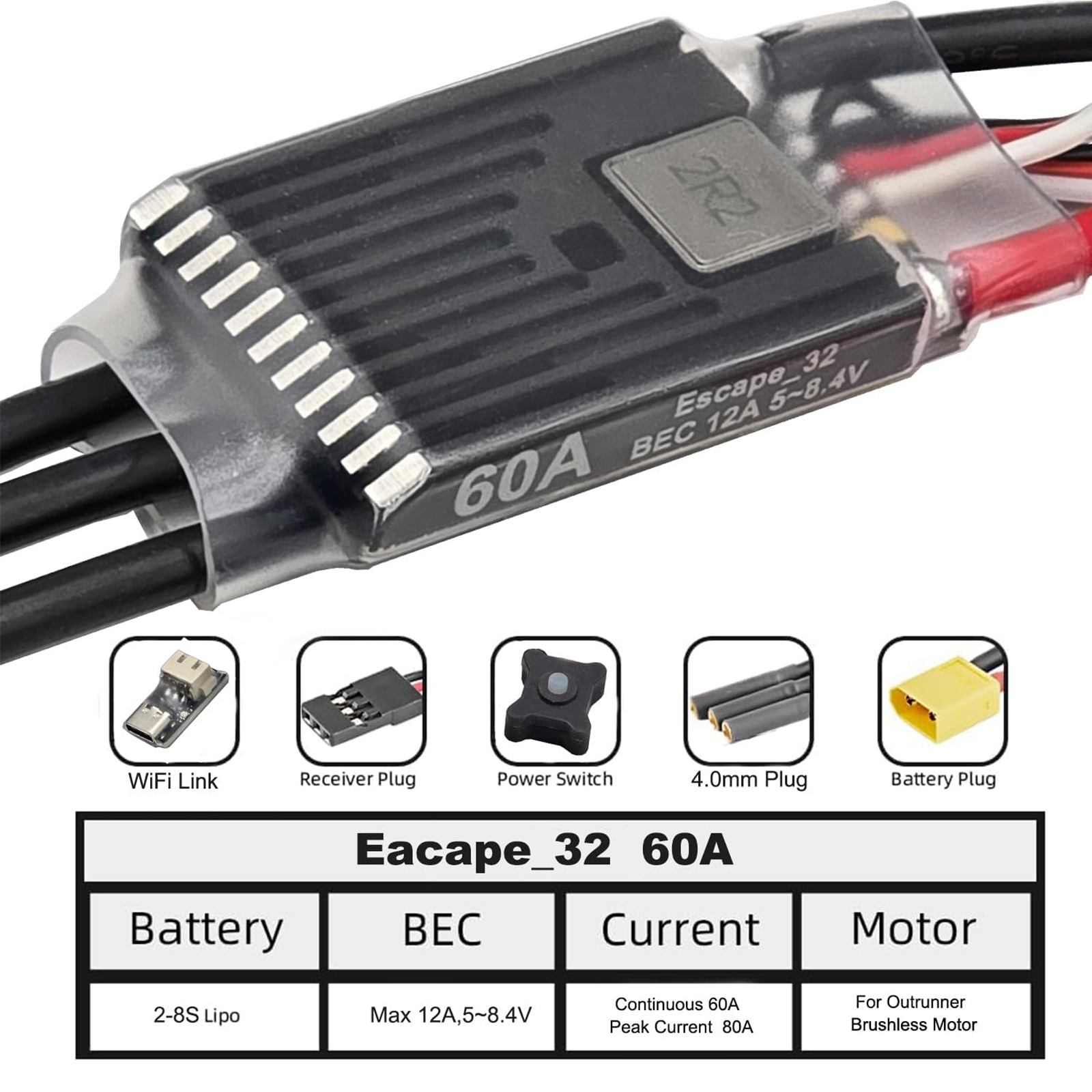 ESC Brushless Ghost 60A com BE - Esc 4In1 Brushless avaliação e preço