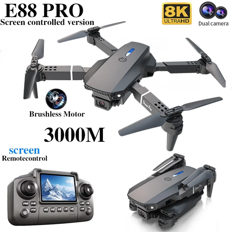 Drone E88 PRO com tela, câmera - Drone E88 Rc Quadcopter avaliação e preço